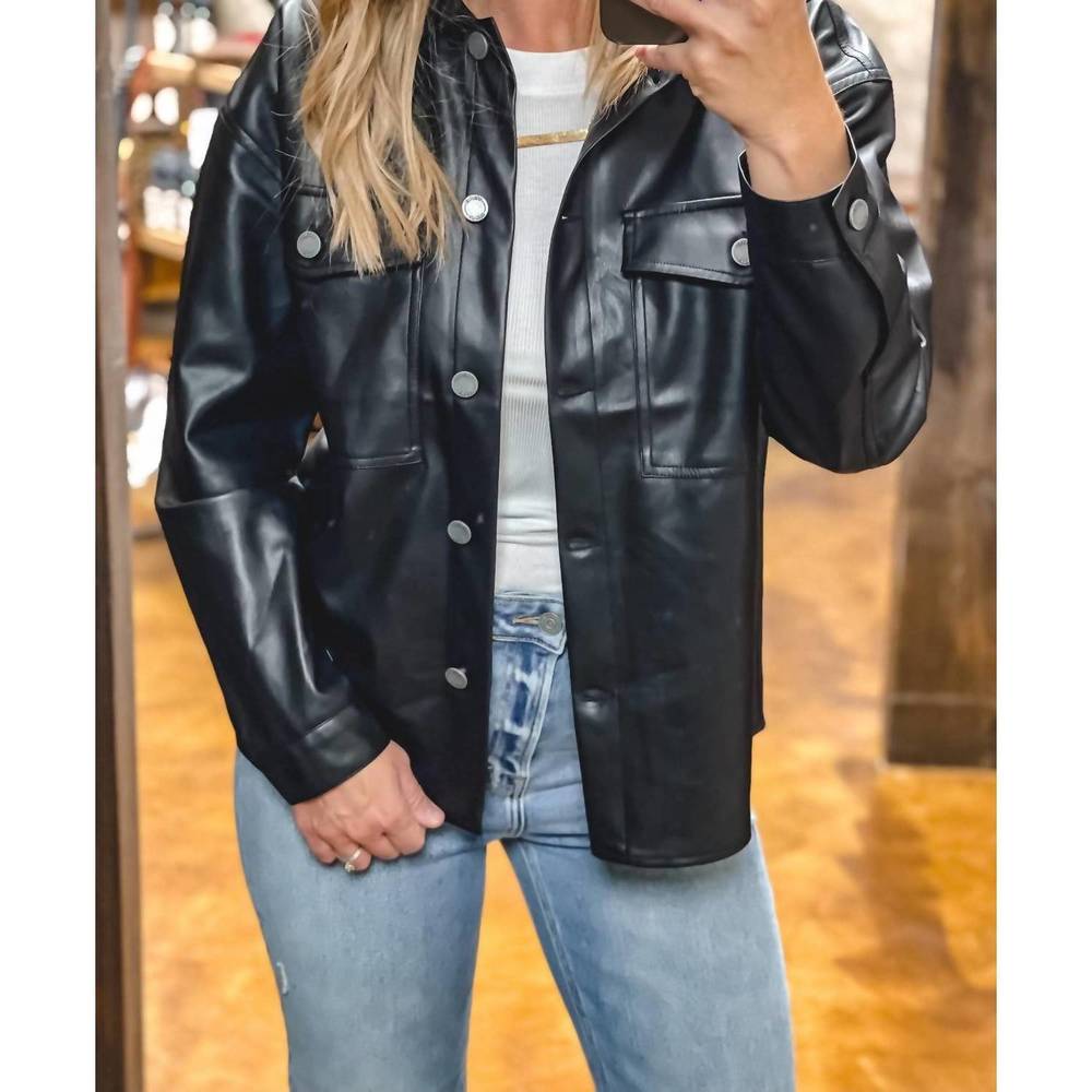 NEW VELVET HEART women's vialina faux leather top in black